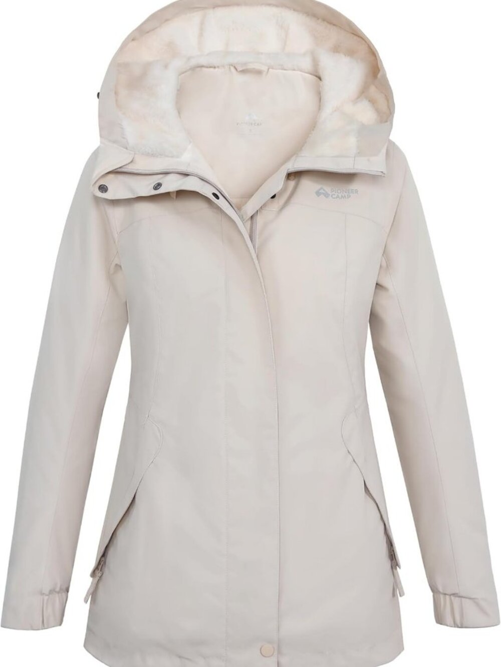 Warm Insulated Waterproof Ski Jacket with Hood, Fleece Lined & Zip Pockets